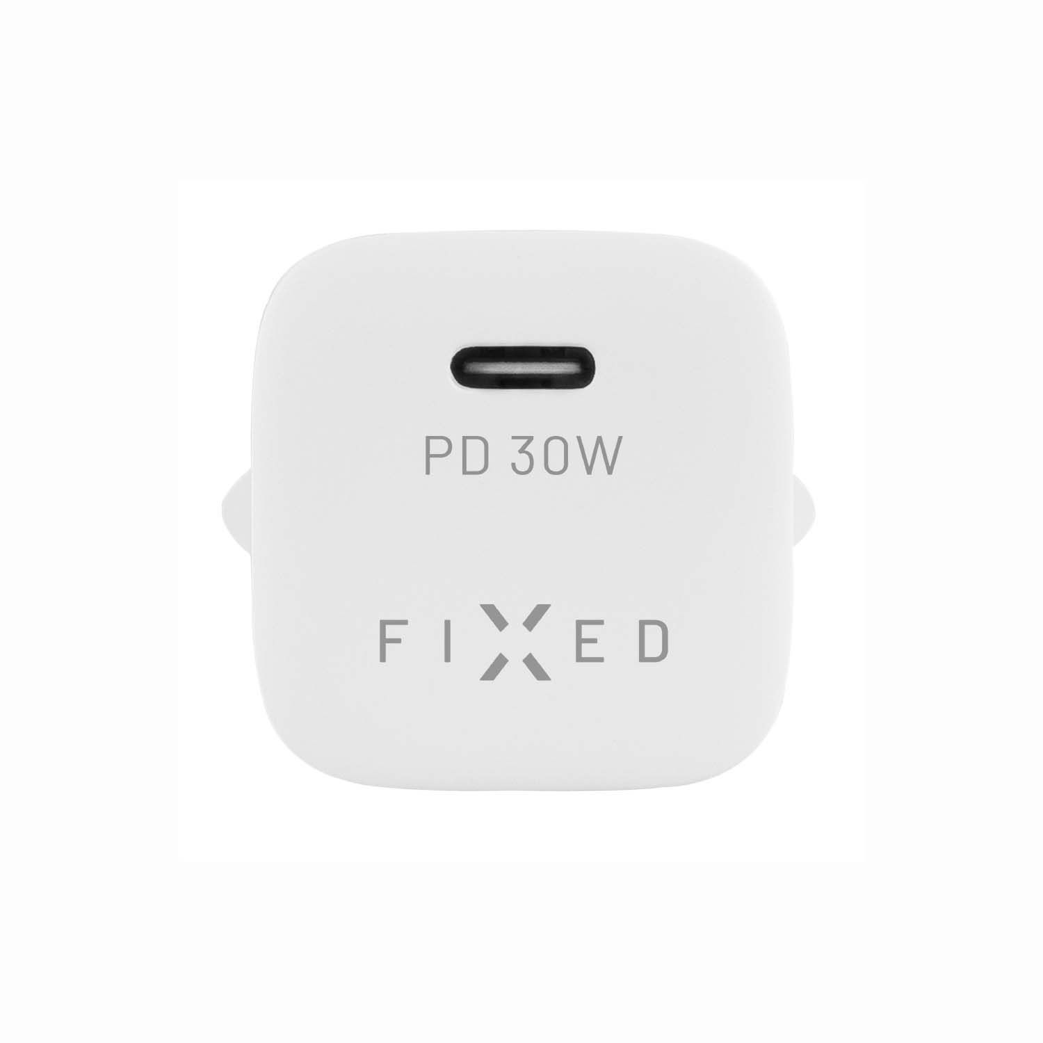 Výstupná nabíjačka FIXED Mini USB-C a sada káblov USB-C/USB-C, podpora PD, 1 meter, 30 W, biela