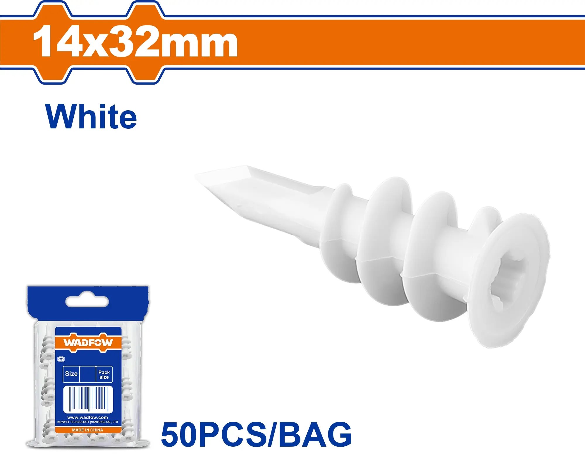 Wadfow Hmoždinka do sádrokartonu 14x32mm, sada 50 ks