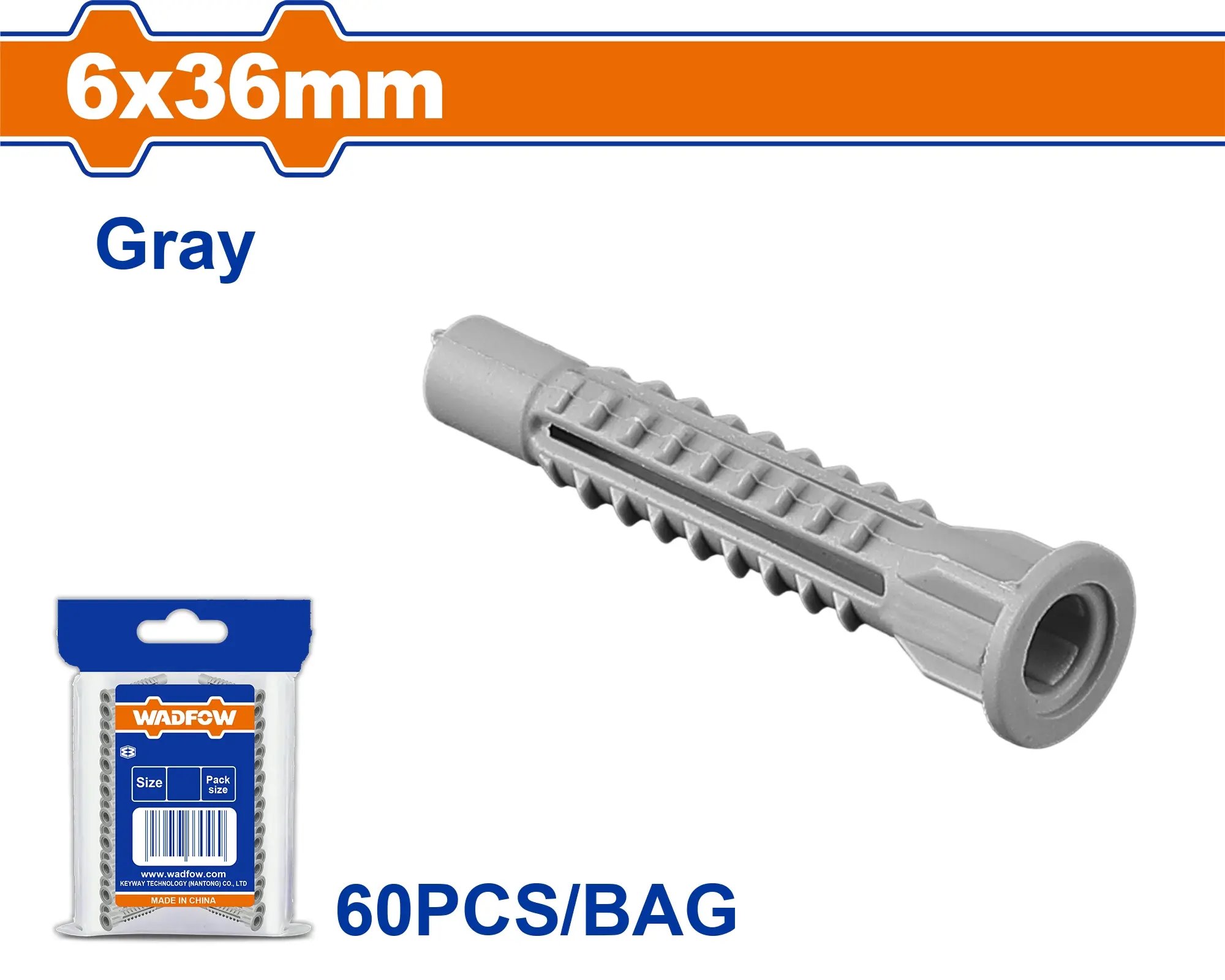 Wadfow Hmoždinka univerzální 6x36mm, sada 60 ks