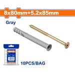 Wadfow Rámová hmoždinka 8x80mm+skrutka 5,2x85mm, sada 10 ks