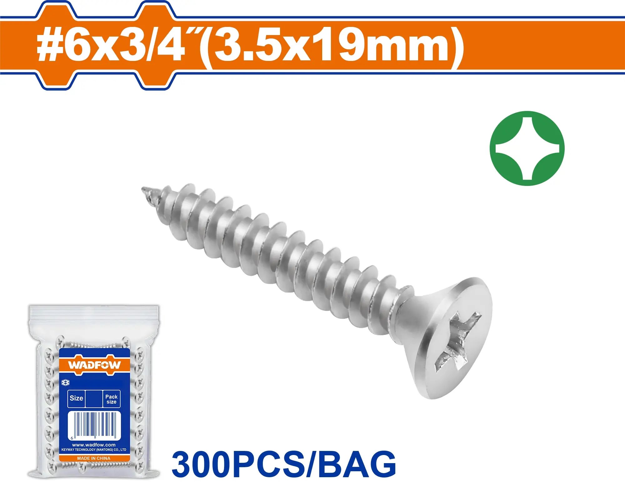Wadfow Vrut samořezný ZH 3.5x19mm, sada 300 ks