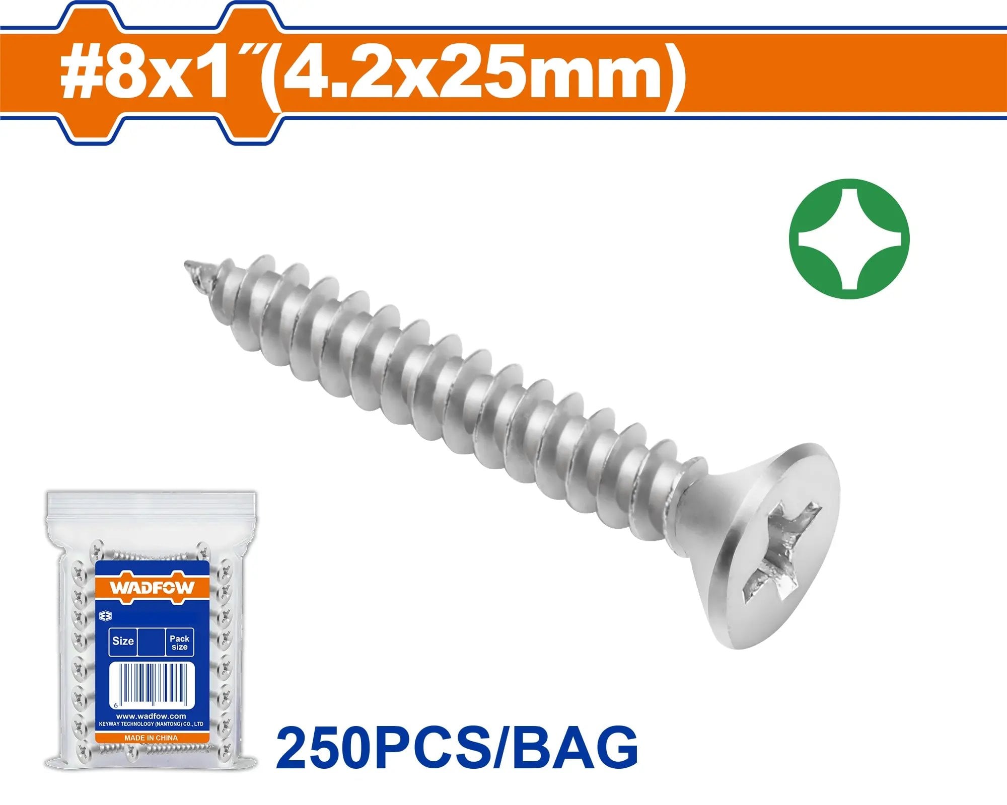 Wadfow Vrut samořezný ZH 4.2x25mm, sada 250 ks