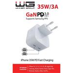 WG - Síťová nabíječka GaN 2x USB-C 35W, bílá