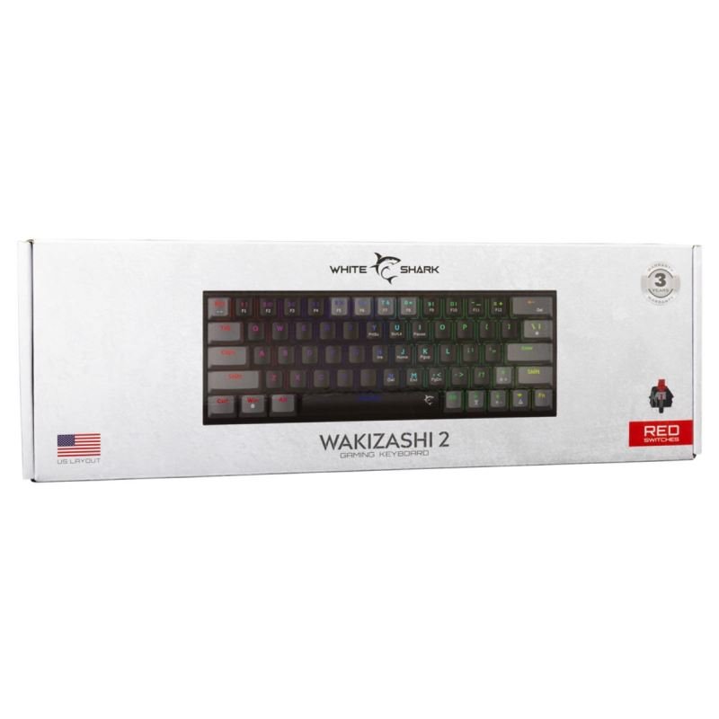 White Shark WAKIZASHI 2, černo-šedá (US + červené switche)