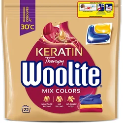 Woolite gelové kapsle na barevné prádlo s keratinem 22 ks