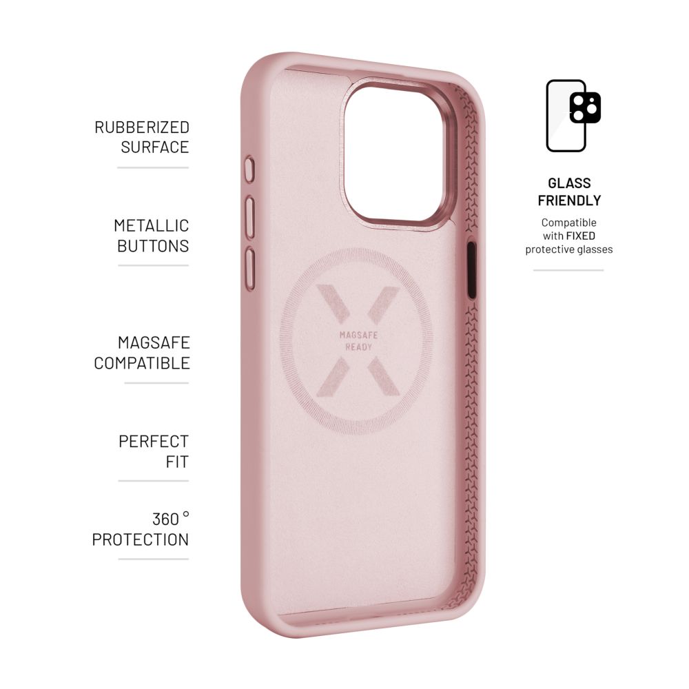 Zadní kryt FIXED MagFlow s podporou MagSafe pro Apple iPhone 15 Pro Max, růžový