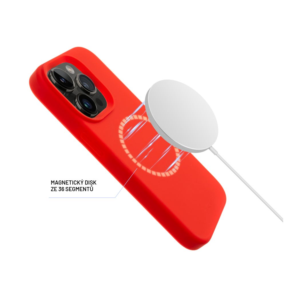 Zadní kryt FIXED MagFlow s podporou MagSafe pro Apple iPhone 16e, červený
