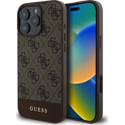 Zadný kryt Guess PU 4G Stripe pre iPhone 16 Pro Max Brown