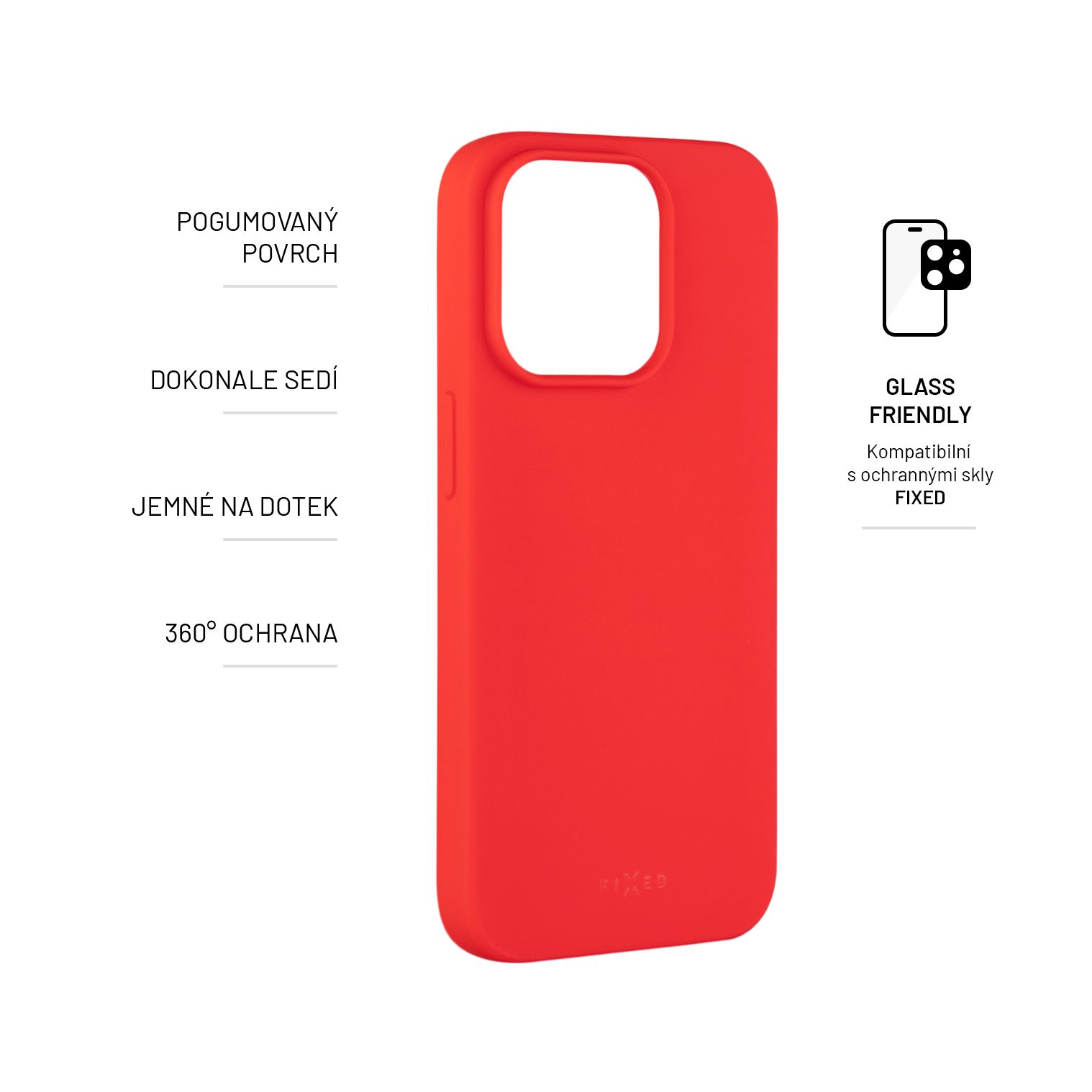 Zadný pogumovaný kryt FIXED Story pre Apple iPhone 14 Pro, červený