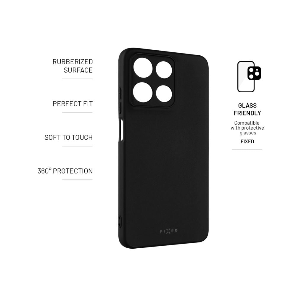 Zadný pogumovaný kryt FIXED Story pre Motorola Moto G15/Power, čierny