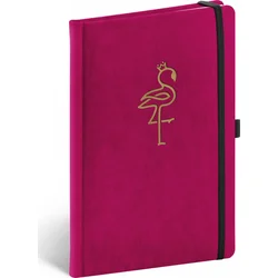 Zápisník Velvet Flamingo, linajkovaný, 13 × 21 cm