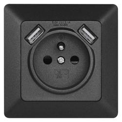 Zásuvka s USB 2,1 A max., antracitová