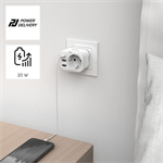 Zásuvná USB nabíjačka Hama, 1x el. 1x USB-C PD, 2x USB-A, 20 W