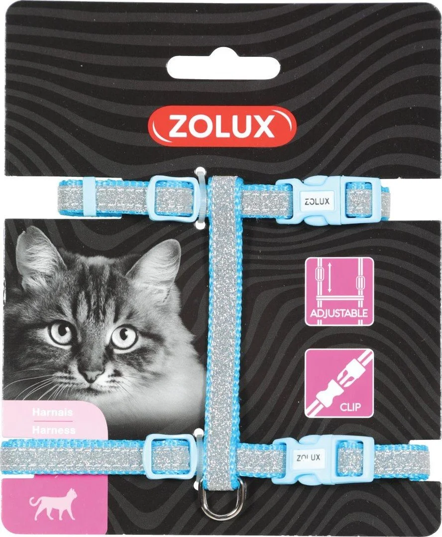 Zolux Postroj pro kočky SHINY nylon modrý