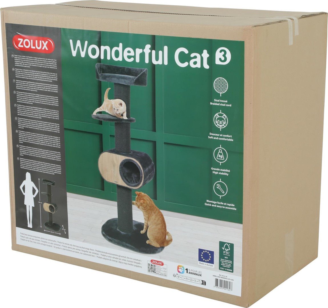 Zolux Škrabadlo WONDERFUL CAT 3 šedá