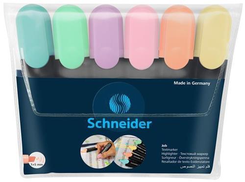 Zvýrazňovač SCHNEIDER "Job Pastel", sada 6 pastelových farieb, 1-5 mm