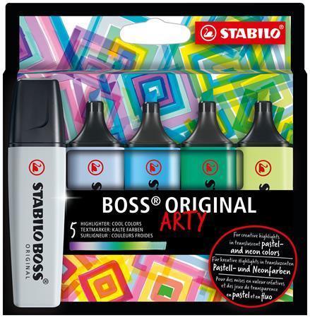 Zvýrazňovač STABILO "BOSS original Arty", 5 ks, studené odtiene, 2-5 mm 70/5-02-2-20